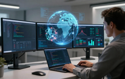 Remote AI careers in UK and US modern home office setup