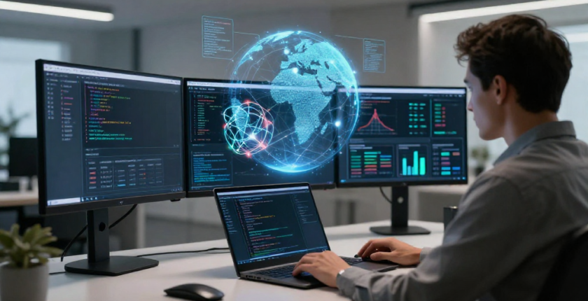 Remote AI careers in UK and US modern home office setup