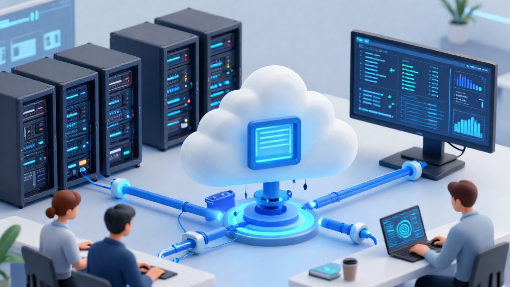 What are Cloud Computing & DevOps Jobs visual with cloud servers and deployment workflow