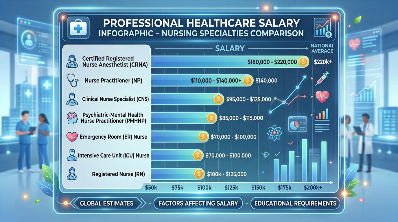 Nursing specialties salary comparison chart